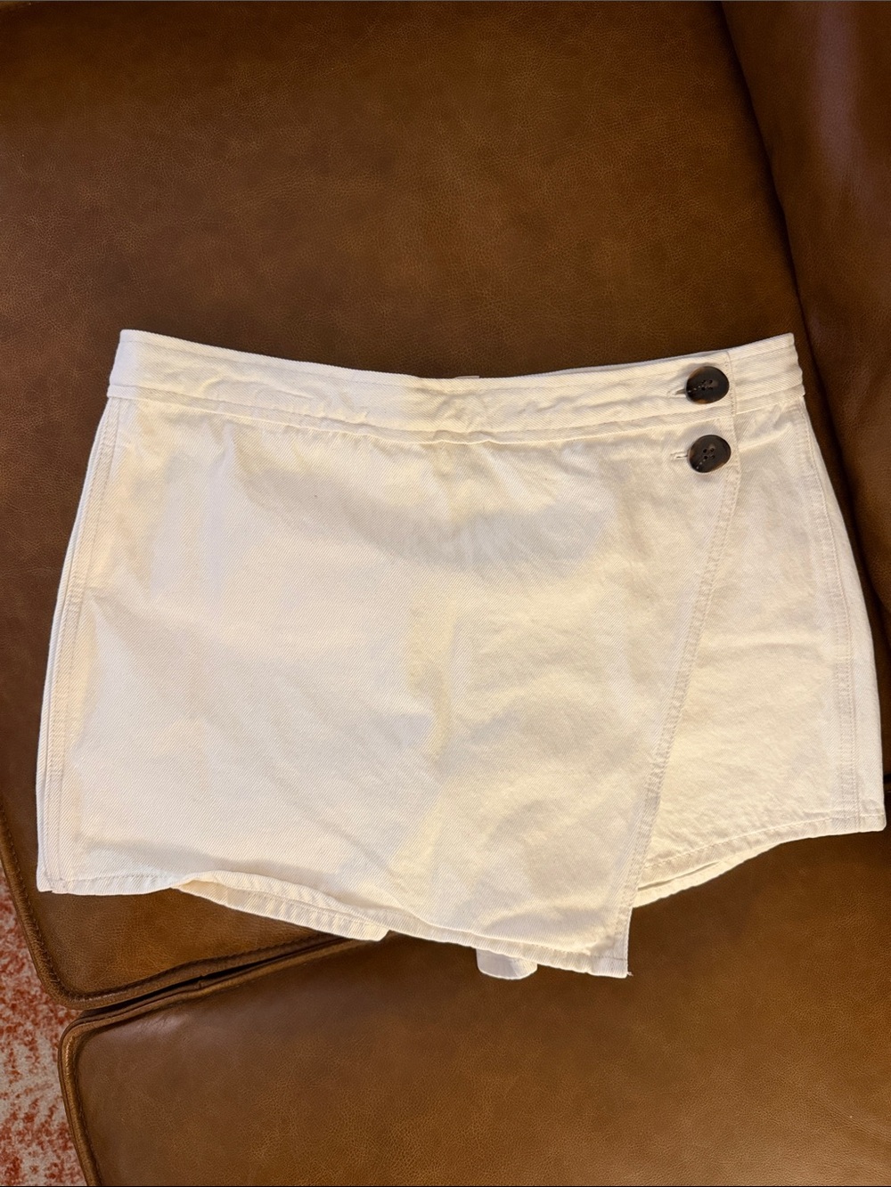 Madewell White Wrap Skort with Button Accents